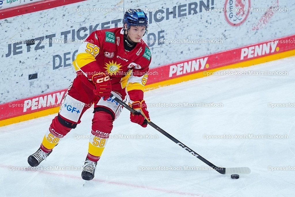 xYDRx20022601027 | 20.02.2026, xydrx, Eishockey, DEL2, Düsseldorfer EG - EV Landshut, PSD Bank Dome Düsseldorf: Max Balinson (Düsseldorfer EG #58)   Photo: xYannisxDreimannxPressefotoKochx