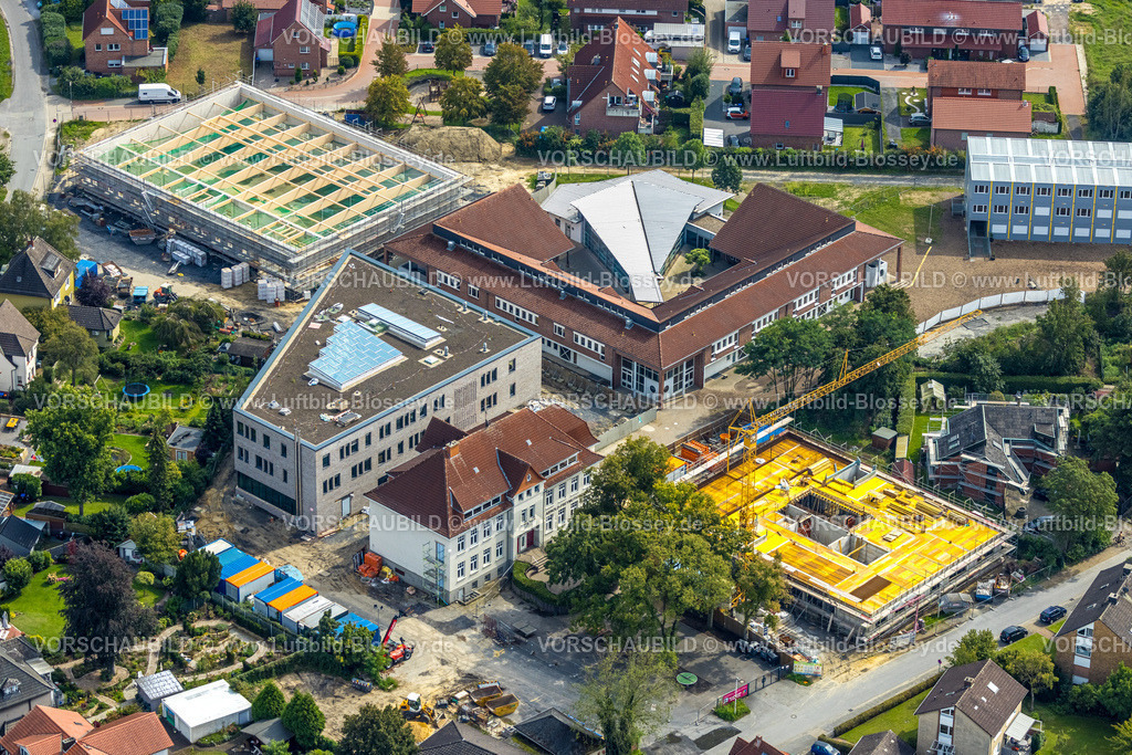 Hamm230902350 | Luftbild, Baustelle mit Neubau und Sanierung Arnold-Freymuth-Gesamtschule / Falkschule, Stadtbezirk Herringen, Hamm, Ruhrgebiet, Nordrhein-Westfalen, Deutschland