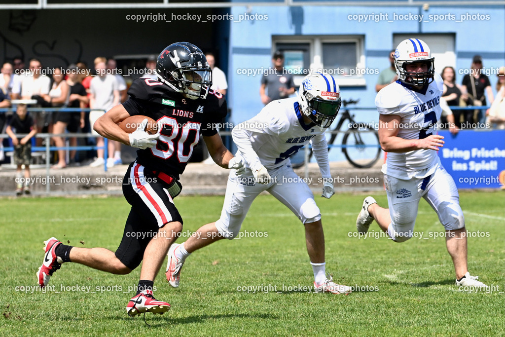 Carinthian Lions vs. Cineplexx Blue Devils | #80 Pacella Alessandro Carinthian Lion, Carinthian Lions vs. Cineplexx Blue Devils, Carinthian Lions vs. Cineplexx Blue Devils am 09.06.2025 in Klagenfurt (ASV Sportplatz), Austria, (Photo by Bernd Stefan)
