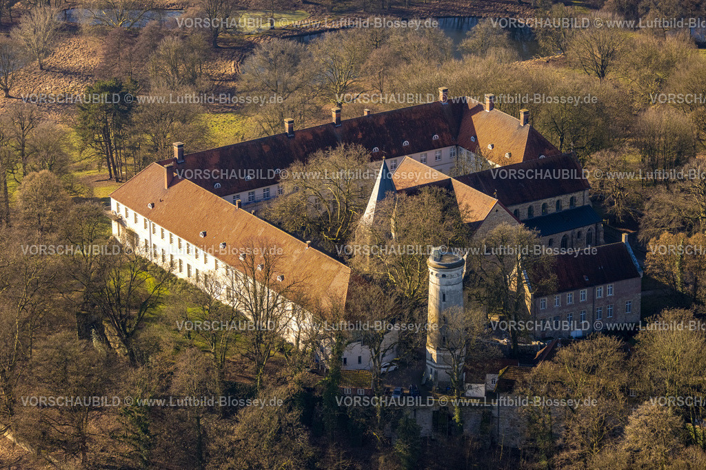 Selm230205031Cappenberg | Luftbild, Schloss und Stiftskirche Cappenberg, LWL-Museum für Kunst und Kultur, Cappenberg, Selm, Ruhrgebiet, Nordrhein-Westfalen, Deutschland