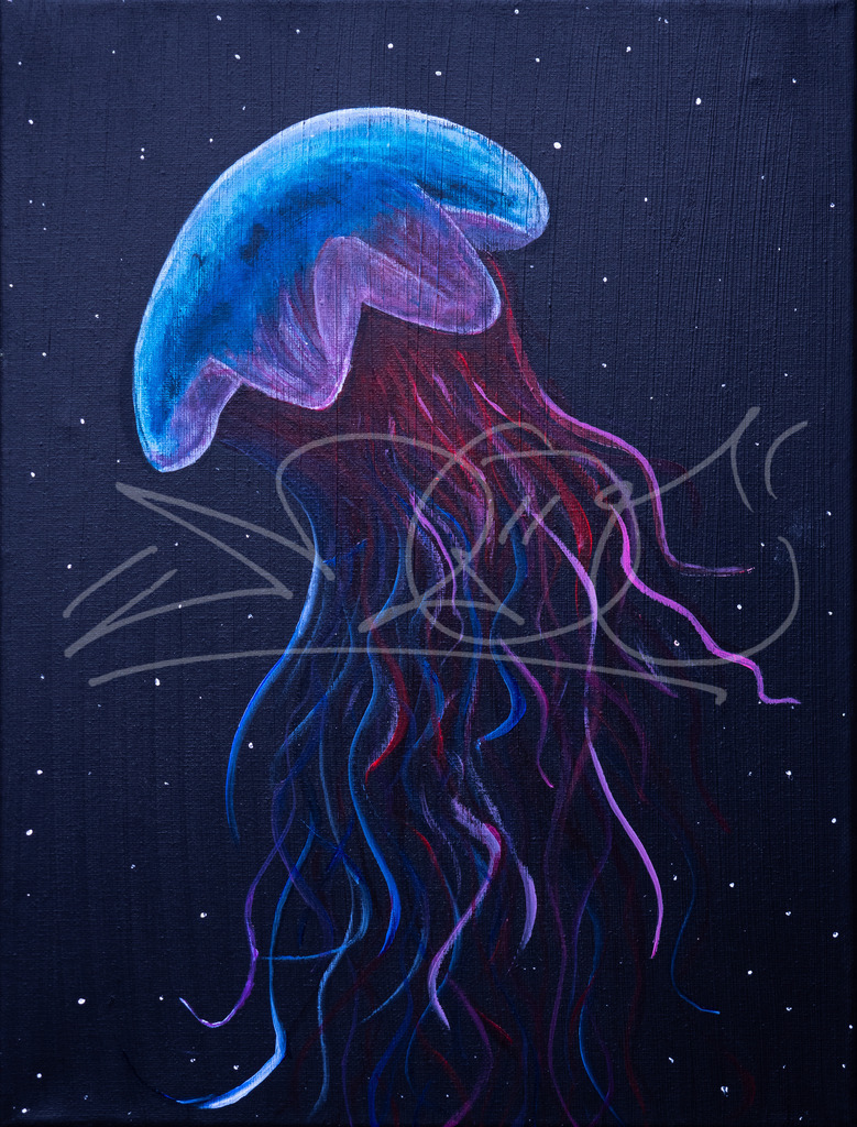 Qualle | Auf Leinwand mit Acryl  - Realisiert mit Pictrs.com