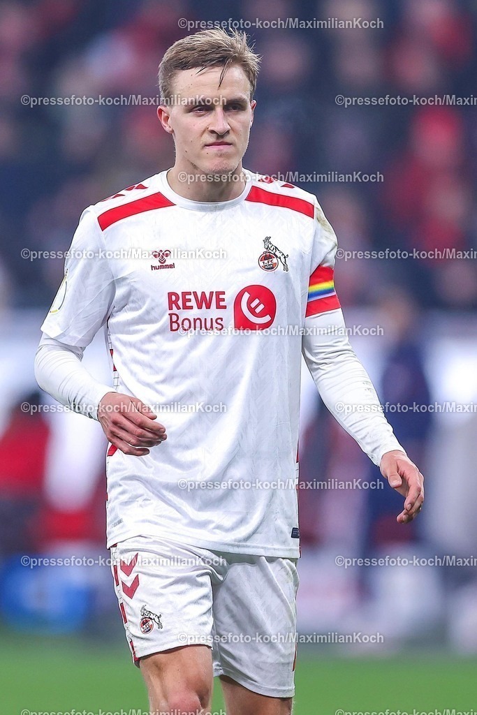 DFB05022502261 | 05.02.2025, Fußball, DFB-Pokal Viertelfinale, Bayer 04 Leverkusen - 1.FC Köln, BayArena, Saison 2024 2025: Timo Hübers (FC Köln #4)DFB regulations prohibit any use of photographs as image sequences and or quasi-video.
