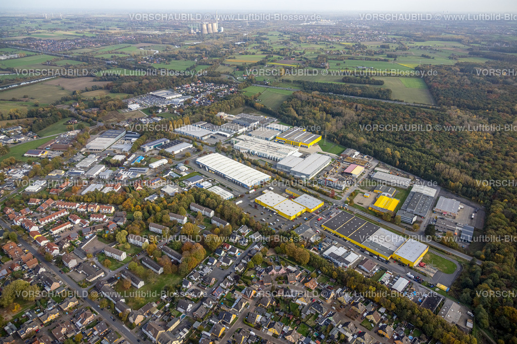 Bergkamen221013185 | Luftbild, Gewerbegebiet Industriestraße, Poco Möbel, Rünthe, Bergkamen, Ruhrgebiet, Nordrhein-Westfalen, Deutschland