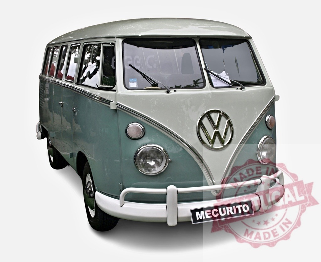 Restored Volkswagen Type 2, also known as Kombi, Transporter or Microbus, shining after meticulous detailing | Classic Volkswagen van, parked and exhibiting its vintage charm and iconic design, gleaming under meticulous care - Realized with Pictrs.com