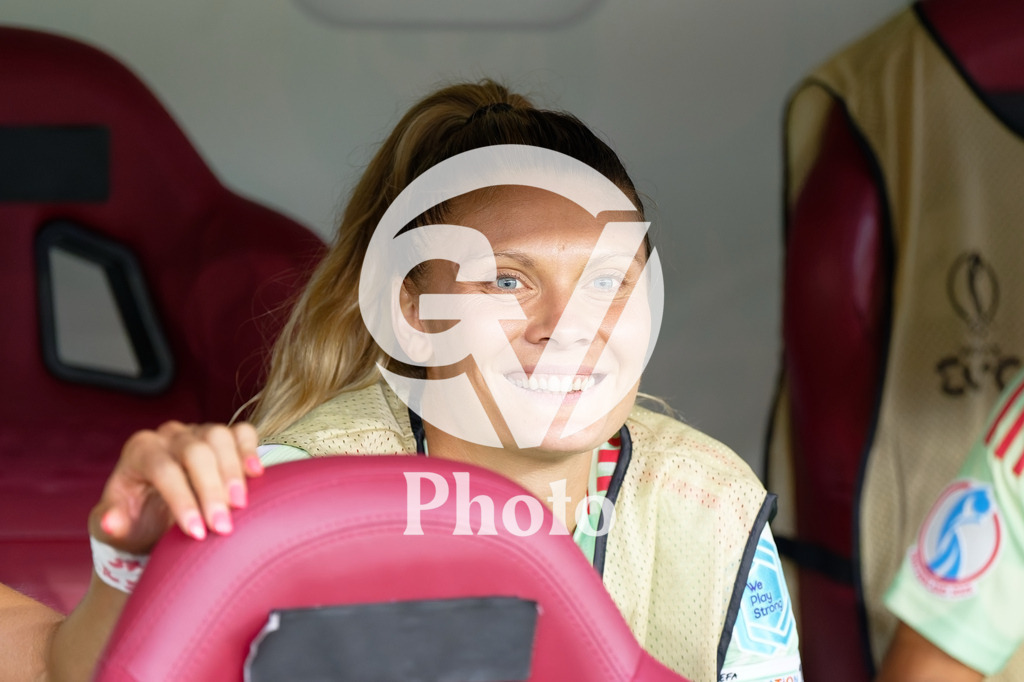 England v Italy - UEFA Women's EURO 2025 Semi-Final | GENEVA, SWITZERLAND - JULY 22:  Michela Cambiaghi of Italy looks on  during the UEFA Women's EURO 2025 Semi-Final match between England and Italy at Stade de Geneve on July 22, 2025 in Geneva, Switzerland. (Photo by Giuseppe Velletri/Sports Press Photo/Getty Images)