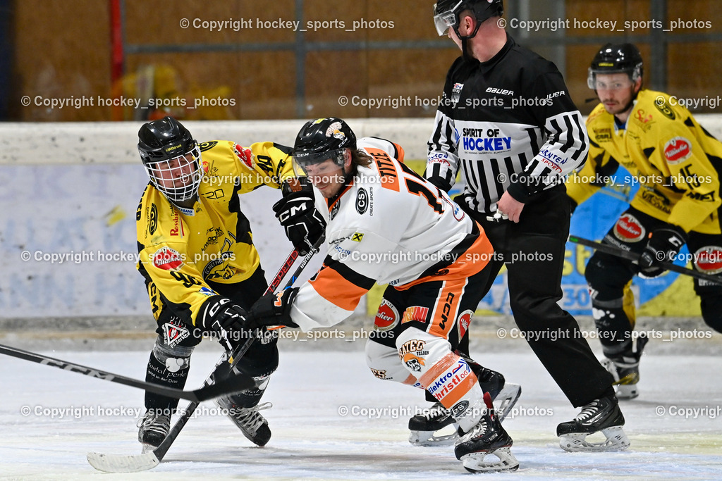 EC Spittal Hornets vs. USC Piraten Velden 7.2.2024 | #98 Thalhammer Dominic, #15 Titze Lukas, Wucherer Gerald Referee