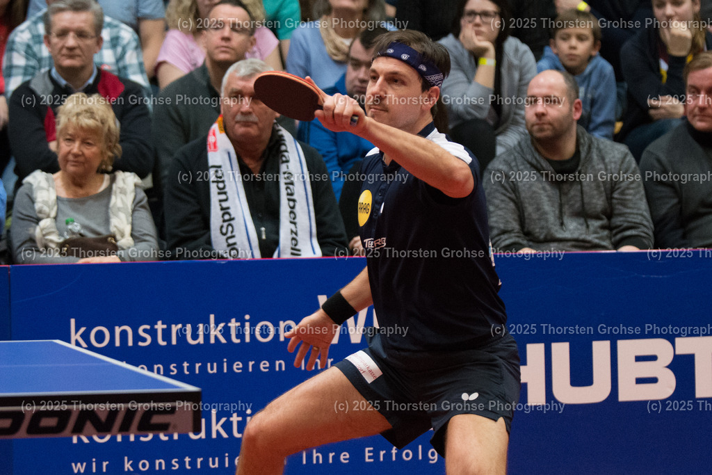 TTBL TTC Fulda-Maberzell vs. Borussia Duesseldorf | Timo BOLL (Borussia Duesseldorfl); TTBL TTC Fulda-Maberzell vs. Borussia Duesseldorf, Tischtennis-Bundesliga - 12. Spieltag am 21.01.2018 in der Hubtex Arena in Fulda, (Deutschland) - Realisiert mit Pictrs.com