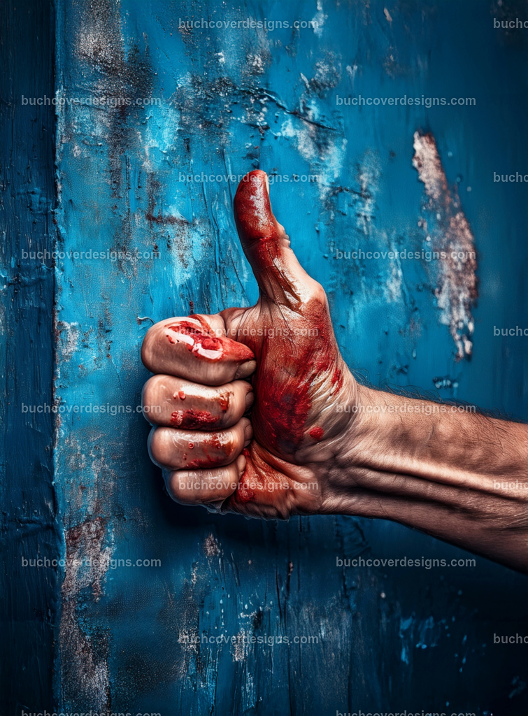 blutige hand mit daumen hoch mit | Entdecken Sie kreative Buch Cover Designs für Self-Publishing-Autoren und Verlage! Unsere maßgeschneiderten Designs ziehen Leser an und bringen Ihre Geschichten visuell zum Leben. Lassen Sie uns Ihr perfektes Cover gestalten!