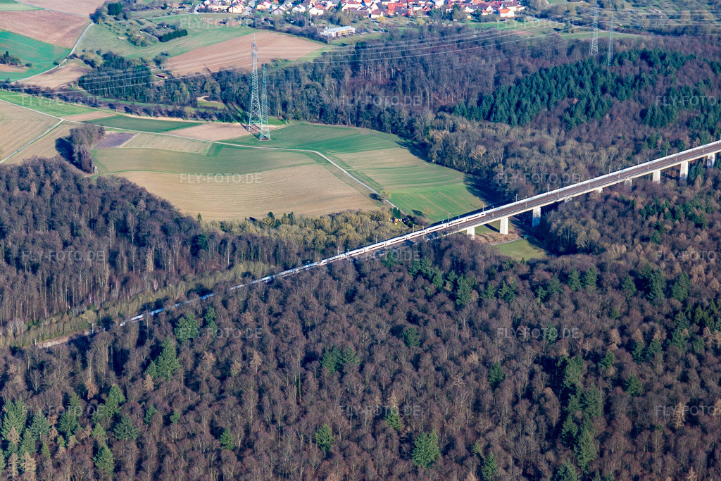 Luftbild: ICE Trasse im Ortsteil Oberacker in Kraichtal im Bundesland Baden-Württemberg in Deutschland. Foto: IMG_097283.jpg vom 10.03.2017 durch Werner Riehm/FLY-FOTO.de