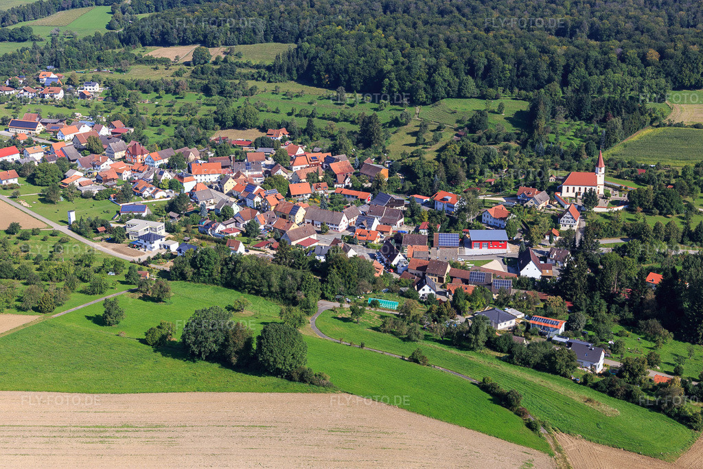 Luftbild: Ortsansicht von Süden im Ortsteil Pflummern in Riedlingen im Bundesland Baden-Württemberg in Deutschland. Foto: IMG_129260.jpg vom 05.09.2021 durch Werner Riehm/FLY-FOTO.de