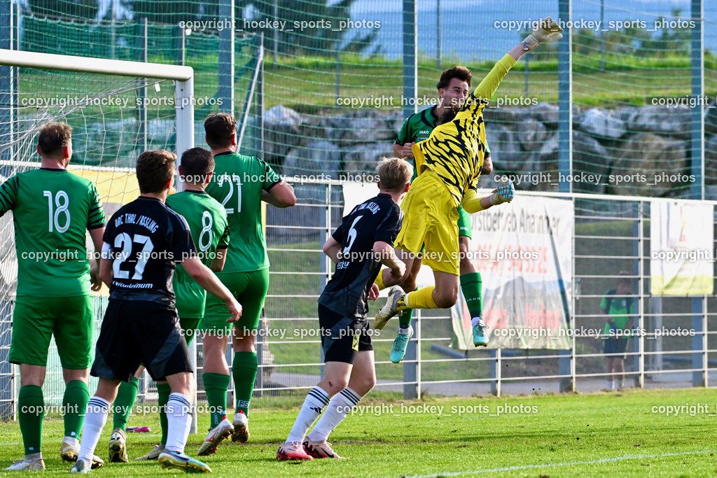SC Landskron vs. Thal Assling  | #27 Dominik Klaus Kofler Thal Assling, #18 Alexander Reichmann SC Landskron, #8 Philipp Gatti SC Landskron, #21 Fabio Gödel SC Landskron, #22 Alexander Jürgen Pöschl SC Landskron, #10 Nemanja Lukic SC Landskron, #6 Rene Lukasser-Weitlaner Thal Assling, SC Landskron vs. Thal Assling , SC Landskron vs. Thal Assling  am 09.08.2024 in Villach (Sportanlage Landskron), Austria, (Photo by Bernd Stefan)