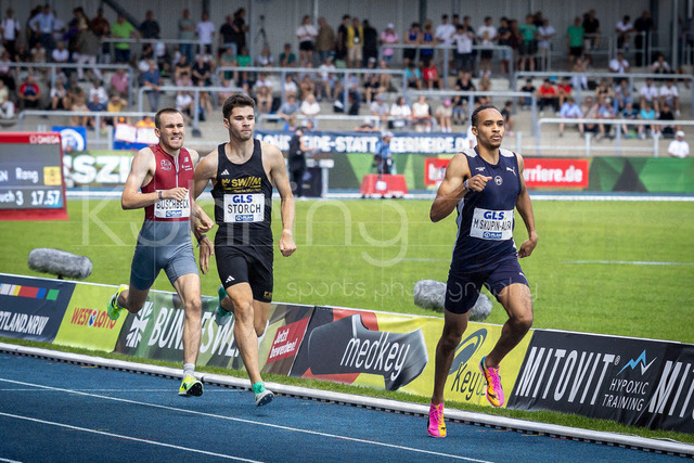 Deutsche Leichtathletik-Meisterschaften; Bochum-Wattenscheid, 25.07.2026 | Milo Skupin-Alfa (LG Offenburg) und Jonas Storch (LG Stadtwerke München) über 800m; Deutsche Leichtathletik-Meisterschaften am 25.07.2026 im Lorheide-Stadion, Bochum-Wattenscheid (Nordrhein-Westfalen).