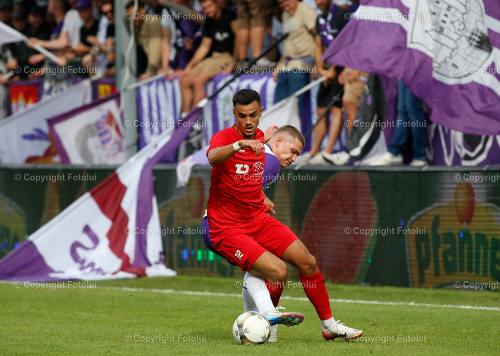 A_LUI_26072025_12 | SPORT,FUSSBALL,UNIQA OEFB CUP 1.RUNDE   26.07.2025 ASKOE OEDT-AUSTRIA SALZBURG IM BILD: FILIP BRESKIC  (OEDT) UND DARIO BIJELIC (SALZBURG) FOTO:FOTOLUI