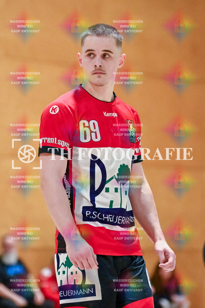 GER, SG Maulburg/Steinen - TuS Ringsheim, Handball, Landesliga Suedbaden, 22. Spieltag, Saison 2024/2025, 23.03.2025 | Ole Anton Holzkamp (SG Maulburg/Steinen, #69)GER, SG Maulburg/Steinen - TuS Ringsheim, Handball, Landesliga Suedbaden, 22. Spieltag, Saison 2024/2025, 23.03.2025Foto: TH Fotografie/Thomas Hess