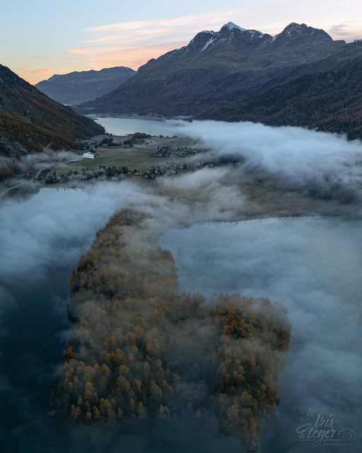 Bergpanorama Silsersee Engadin Drone | Shop von Iris Steger Photography, Landschaft, Reisen, Details und Städte.
