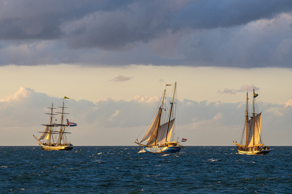 Segelschiffe auf der Ostsee während der Hanse Sail in Rostock | Segelschiffe auf der Ostsee während der Hanse Sail in Rostock.