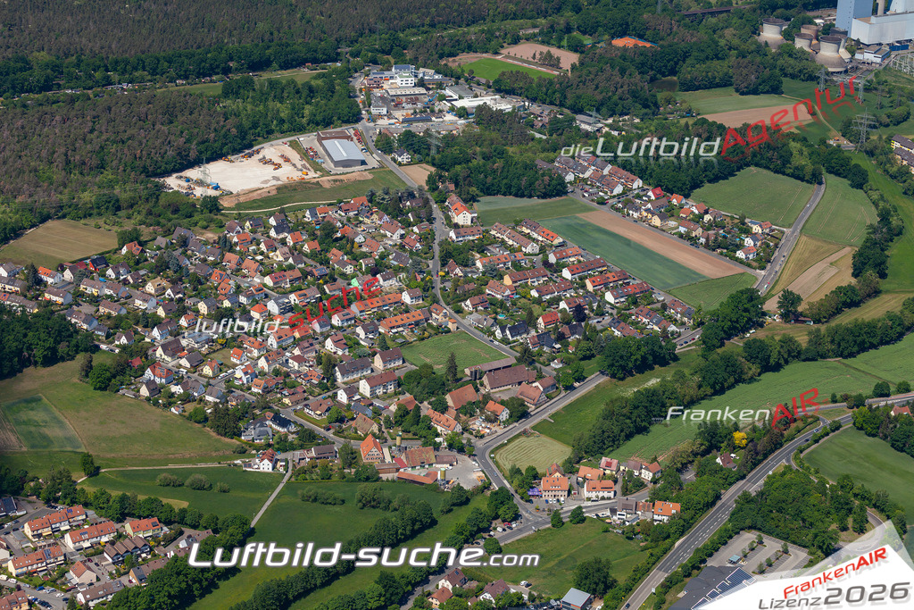 Aktuelles Luftbild von Oberweihersbuch Stein - Die Luftaufnahme wurde 2020 mittels UL-Flugzeug erstellt ( keine Drohne ) - hochauflösende Kamera-Systeme von  Canon -Beste Qualität - Für grossformatige Ausdrucke geeignet. Die Geschenkidee !