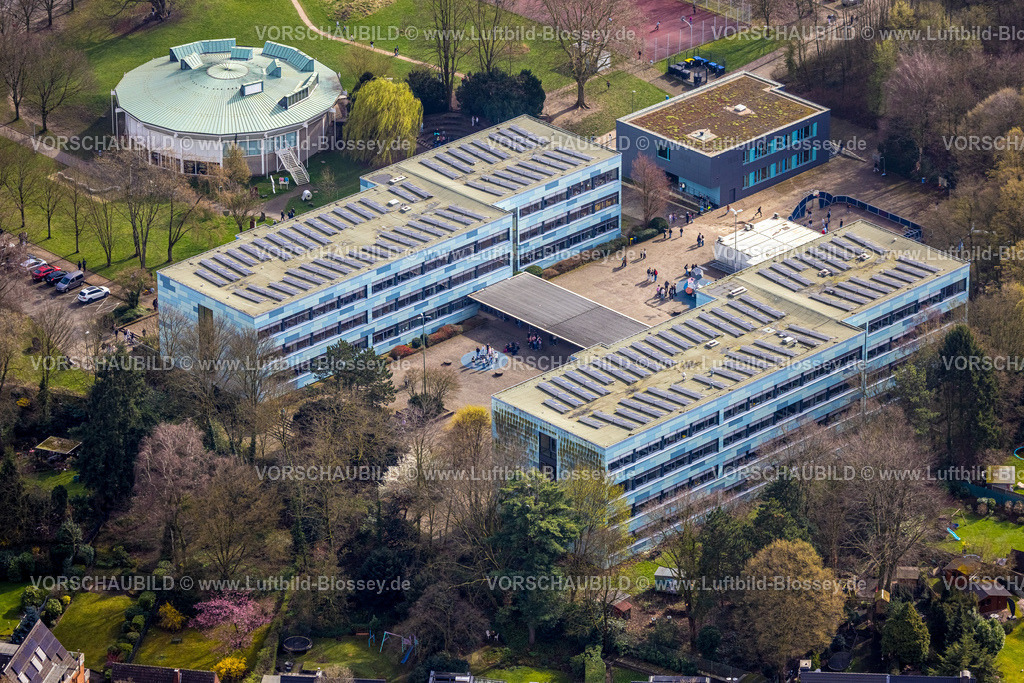 Bottrop260306451 | Luftbild, Heinrich-Heine-Gymnasium und Rund-Aula an der Gustav-Ohm-Straße, Süd-West, Bottrop, Ruhrgebiet, Nordrhein-Westfalen, Deutschland