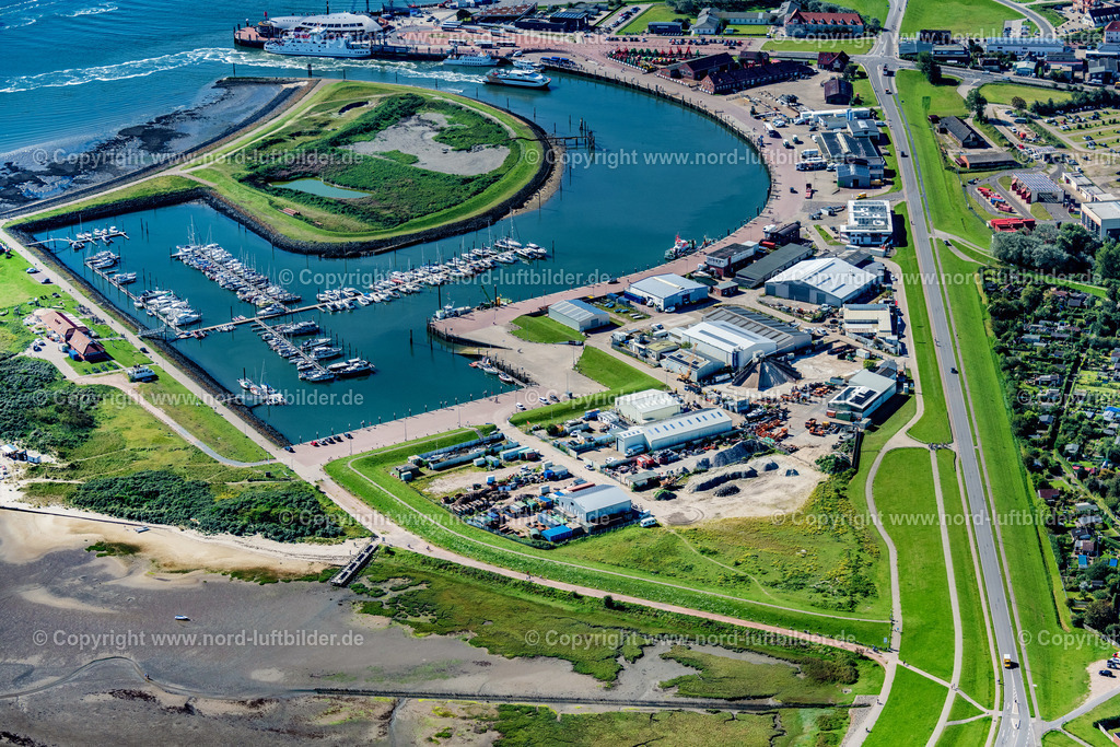 Norderney_Gewerbegebiet_Am_Hafen_ELS_6532050923 | NORDERNEY 05.09.2023 Gewerbegebiet und Firmenansiedlung am Hafen in Norderney im Bundesland Niedersachsen, Deutschland. // Industrial estate and company settlement at the harbor in Norderney in the state Lower Saxony, Germany. Foto: Martin Elsen