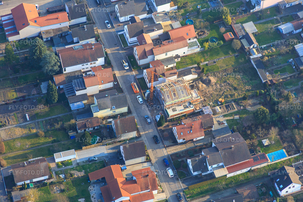 Luftbild: Baustelle Neubau in der Lindenstr in Kandel im Bundesland Rheinland-Pfalz in Deutschland. Foto: IMG_086553.jpg vom 18.03.2016 durch Werner Riehm/FLY-FOTO.de