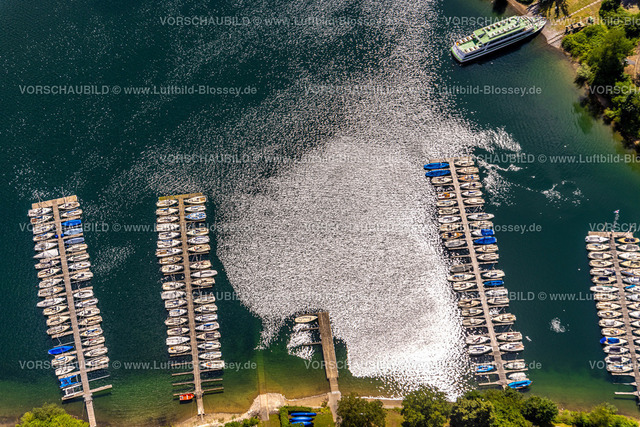 Sundern240708588 | Luftbild, Segelboote am Sorpesee, Hafen und Anlegestelle Am Sorpedamm, Ausflugsschiff am Ufer, Stemel, Sundern, Sauerland, Nordrhein-Westfalen, Deutschland