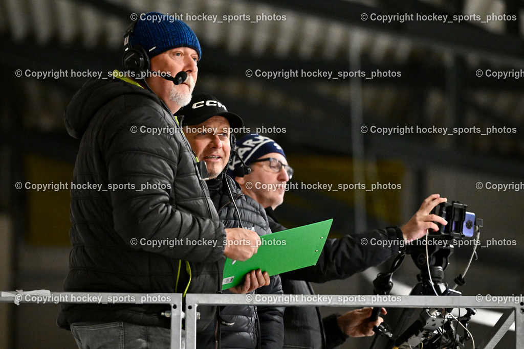 ESC Steindorf vs. MET PHOTOVOLTAIK HORNETS SPITTAL | Sport Fan, Ernst Krawagner, Rüdiger Wratschnig Moderator Sport Fan, KEHV Präsident Michael Herzog Löschnig, ESC Steindorf vs. MET PHOTOVOLTAIK HORNETS SPITTAL, ESC Steindorf vs. MET PHOTOVOLTAIK HORNETS SPITTAL am 26.10.2024 in Steindorf (Ossiachersee Halle), Austria, (Photo by Bernd Stefan)