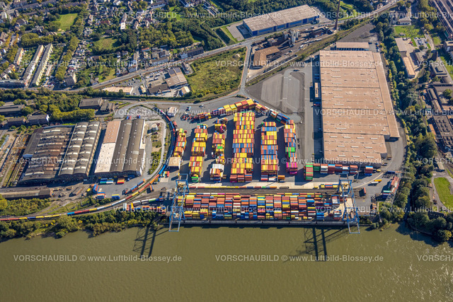 Duisburg241003643 | Luftbild, logport II (zwei) Container Terminal am Fluss Rhein, Wanheim-Angerhausen, Duisburg, Ruhrgebiet, Nordrhein-Westfalen, Deutschland