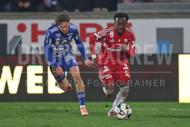 UEFA Europa League 2025/26: SK Sturm Graz vs SK Brann | Graz, Austria, 29.JAN.26 - SOCCER - UEFA Europa League, SK Sturm Graz vs SK Brann Bergen. The image shows Maximilian Fillafer (Hartberg) and George Bello (Lask).