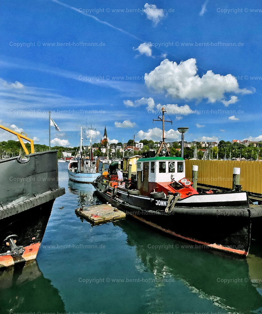 PDM2_2896_FL-Hafen-Westufer_100x120 | DIGITALKUNST. Flensburger Hafen - Westufer. __ Dampferbrücke im " Historischen Hafen ". - Realisiert mit Pictrs.com