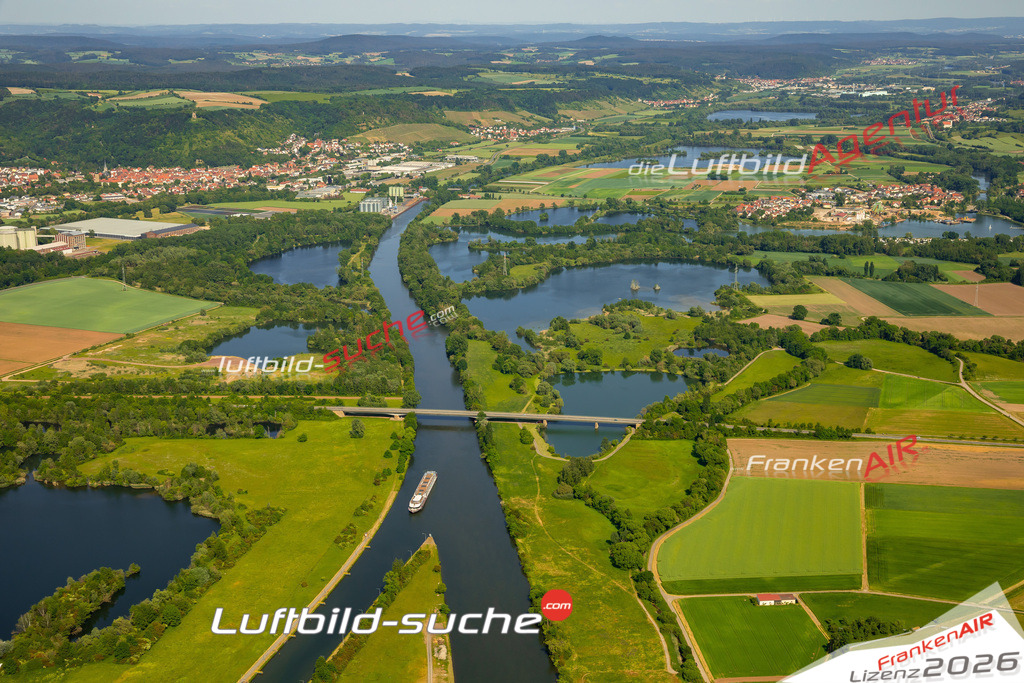 Das Luftbild zeigt Main Knetzgau - Die Luftaufnahme wurde 2023 vom UL-Flugzeug aus erstellt ( keine Drohne ) - Hochauflösende Luftaufnahme - Für grossformatige Ausdrucke geeignet. Die Geschenkidee !Mit Lizenz und Bildrechte bestellbar