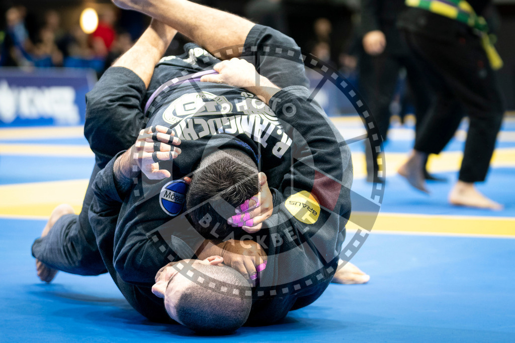 20240125PBB00630 | Fighters compete during the sixth day of the Brazilian Jiu-jitsu European Championship of the IBJJF in Paris, France, on January 25, 2024.