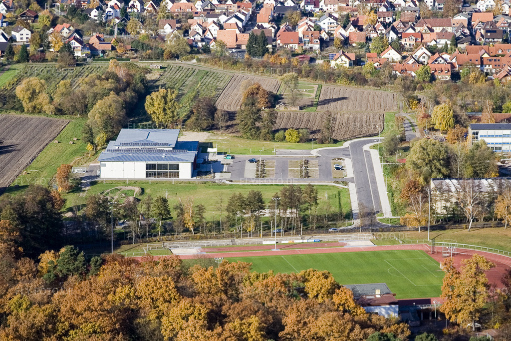 Luftbild: Bienwaldhalle in Kandel im Bundesland Rheinland-Pfalz in Deutschland. Foto: IMG_8769.jpg vom 05.11.2007 durch Werner Riehm/FLY-FOTO.de