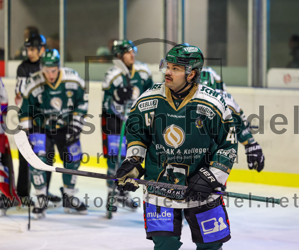 2026-02-15_121_TSV_Erding_gegen_EC_Peiting | Erding, Deutschland, 15.02.2026:Eishockey, Oberliga Süd 2025 / 2026, 47. Spieltag, TSV Erding gegen EC Peiting, Endergebnis: 4:5Marco Pfleger (Erding Gladiators, #47)Foto: Christian Riedel / fotografie-riedel.net