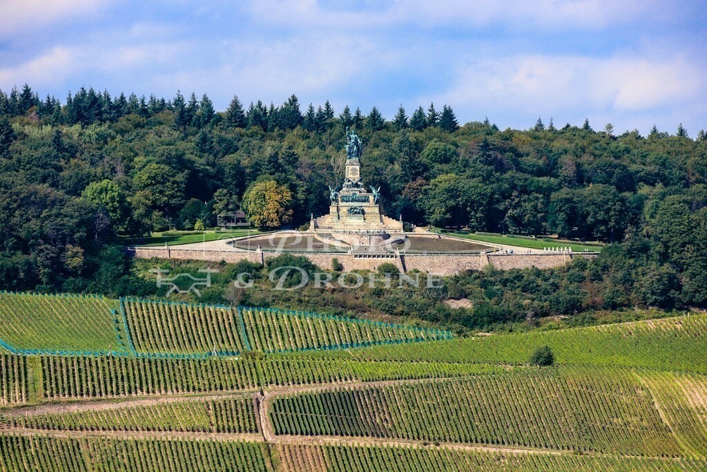 Bingen-1062 | Das Germania Denkmal in Rüdesheim kann man von Bingen fast überall sehen. Wer das Denkmal besuchen möchte kann von Bingen mit einem Fährboot die Rheinseite wechseln. Fotografen bleiben besser in Bingen, denn von hier ist das Denkmal besser z sehen als von Rüdesheim aus. - Realisiert mit Pictrs.com