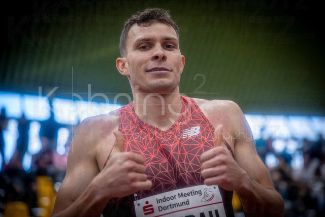 Indoor Meeting Dortmund, 08.02.2026 | DORTMUND, GERMANY - FEBRUARY 8:  Jean Paul Bredau (VfL Wolfsburg) wins the 400m competition during the Indoor Meeting Dortmund at the Helmut-Koernig-Halle on February 8, 2026 in Dortmund, Germany. (Photo by Axel Kohring/Beautiful Sports Int.)