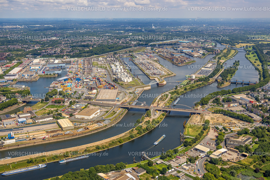 Duisburg250703218Nord | Luftbild, Duisburger Hafen Gesamtansicht, Karl-Lehr-Brücke, Ruhrort, Duisburg, Ruhrgebiet, Nordrhein-Westfalen, Deutschland