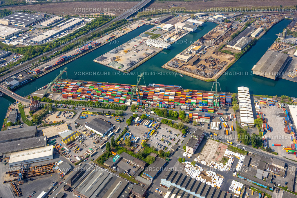 Dortmund220500731DortmunderHafen | Luftbild vom Dortmunder Hafen mit Speicherstraße und Kanalstraße, e-port-dortmund, Dortmund-Ems-Kanal, Containerhafen,  Hafen, Dortmund, Ruhrgebiet, Nordrhein-Westfalen, Deutschland 