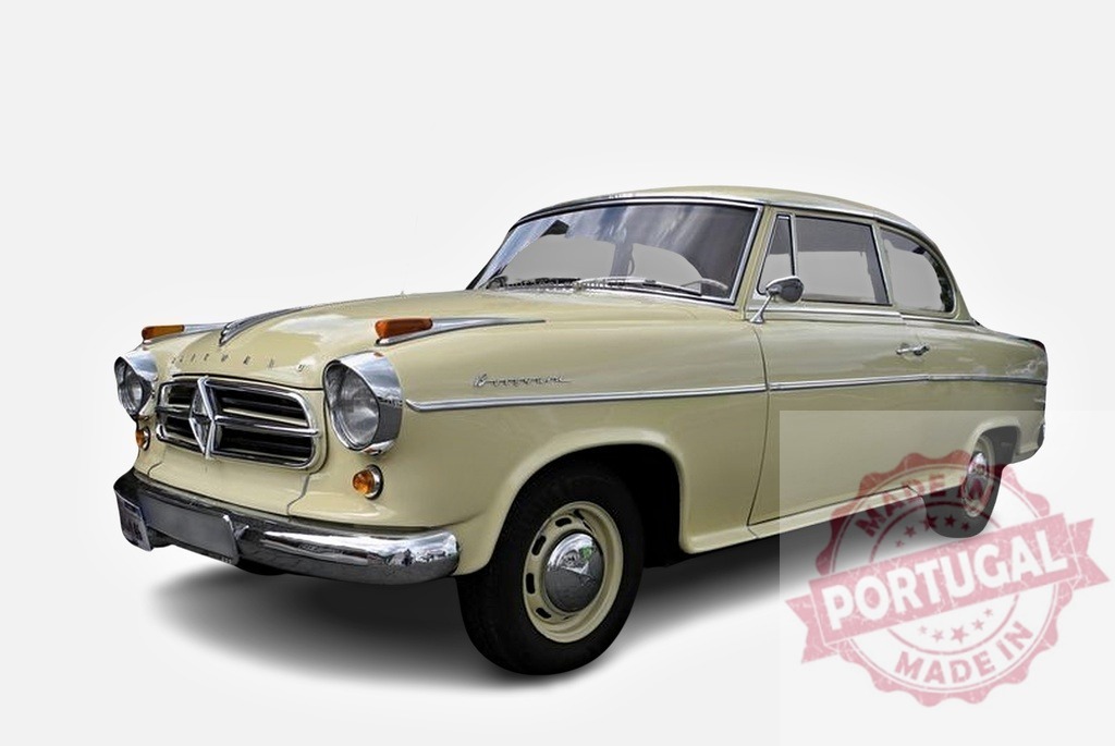 Borgward Isabella shining in pastel yellow, representing vintage German engineering | Classic Borgward Isabella car in pastel yellow, showcasing timeless design and automotive history - Realisiert mit Pictrs.com