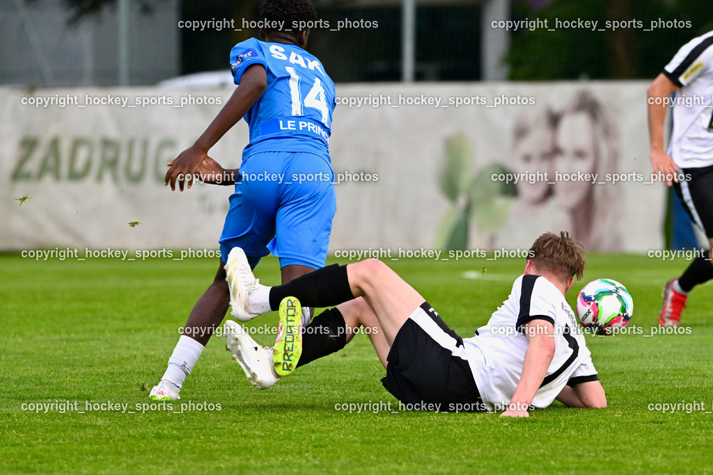 SAK vs. SV Spittal Drau 1921 | #14 Andre Le Prince Chedjou Fonkou SAK, #7 Ralph Roman Scheer SV Spittal, SAK vs. SV Spittal Drau 1921, SAK vs. SV Spittal Drau 1921 am 23.05.2025 in Klagenfurt (Sportpark Welzenegg), Austria, (Photo by Bernd Stefan)