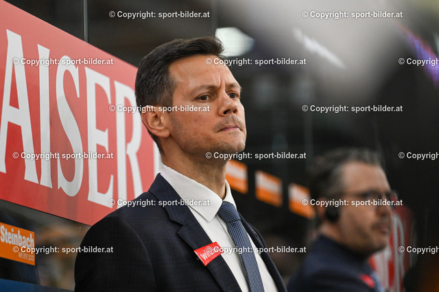 AUT, ICE, Black Wings Linz (AUT) vs HCB Suedtirol Foxes (ITA) | 14.03.2023, Eishalle Linz, AUT, ICE Eishockey Liga, Black Wings Linz (AUT) vs HCB Suedtirol Foxes (ITA), im Bild Philipp Lukas, Head Coach EHC Black Wings Linz (BWL)


// ICE win2day Hockey League Match between Black Wings Linz (AUT) vs HCB Suedtirol Foxes (ITA) in Linz, Austria on 2023/03/14