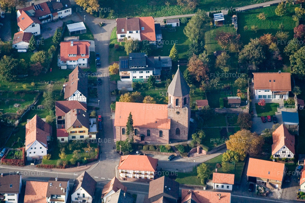 Luftbild: St. Georg im Ortsteil Völkersbach in Malsch im Bundesland Baden-Württemberg in Deutschland. Foto: IMG_14037.jpg vom 11.10.2008 durch Werner Riehm/FLY-FOTO.de