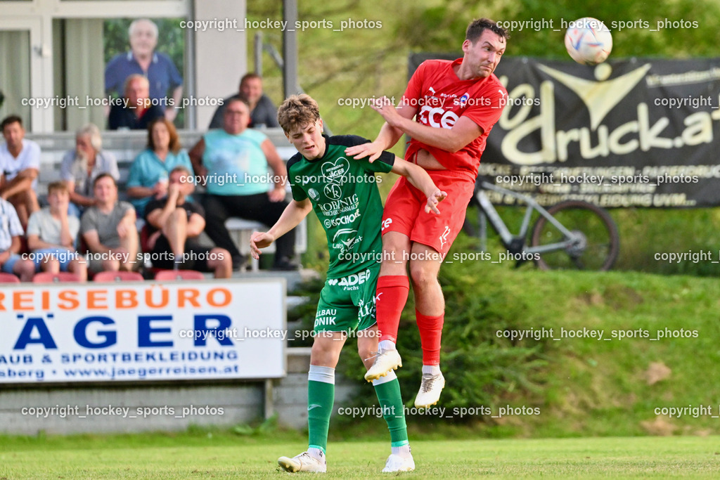 FC Lendorf vs. SC St.Veit | #66 Luca Christoph Morgenstern FC Lendorf, #12 Moritz Johannes Kirbach St.Veit, FC Lendorf vs. SC St.Veit, FC Lendorf vs. SC St.Veit am 17.08.2024 in Lendorf (Thomas Morgenstern-Arena), Austria, (Photo by Bernd Stefan)