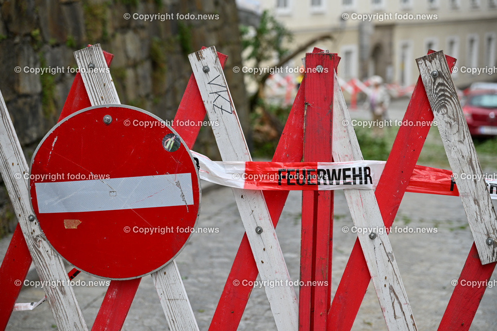 Linz_ Unwetter_ Baum_ 07.07.2024-9 | 07.07.2024, Linz, AUT, Tummelplatz, im Bild Abgebrochener Baum nach Unwetter in Linz, Feuerwehr, Absperrung