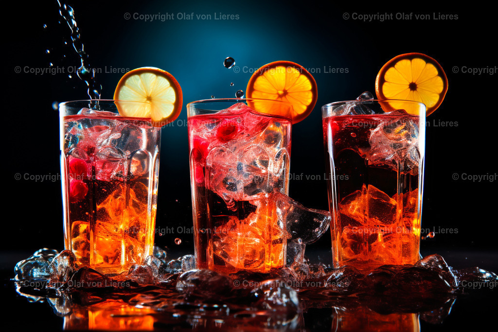 kalte Drinks | eisgekühlte rote Drinks mit Zitronen
