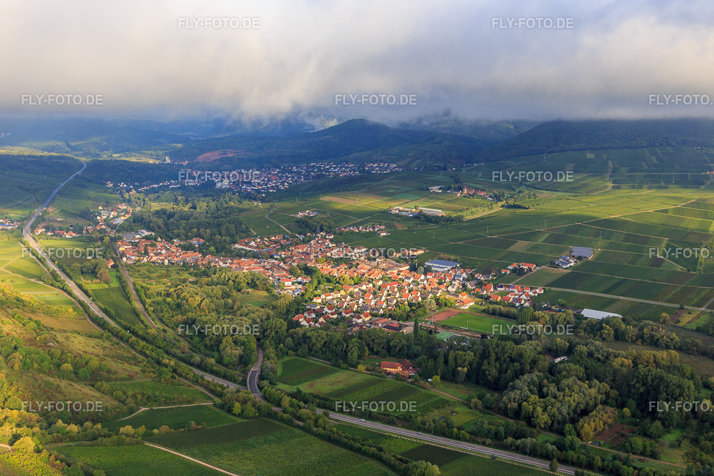 Ortsansicht hinter der B10 aus Südosten | Luftbild: Ortsansicht hinter der B10 aus Südosten in Siebeldingen im Bundesland Rheinland-Pfalz in Deutschland. Foto: IMG_103332.jpg vom 10.09.2017 durch Werner Riehm/FLY-FOTO.de - Realisiert mit Pictrs.com