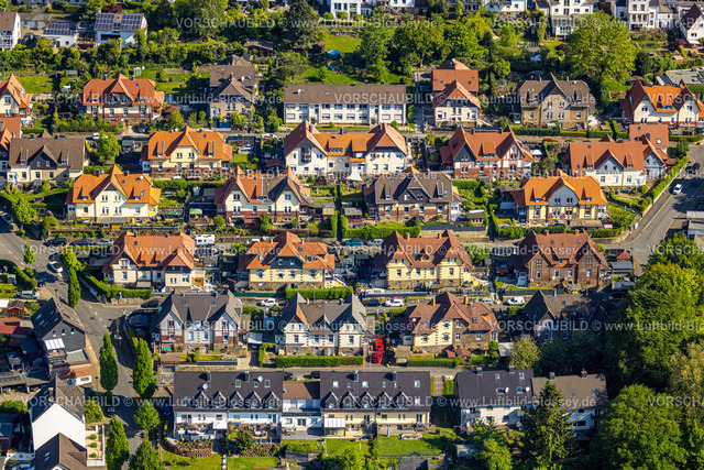 Wetter240503542 | Luftbild, Wohnsiedlung Stuckenholzhöhe Alt Wetter, Baudenkmal mit roten Dächern zwischen Bergstraße, Blankstraße, Bredtstraße, Trappenstraße und Stuckenholzstraße, Wetter, Ruhrgebiet, Nordrhein-Westfalen, Deutschland