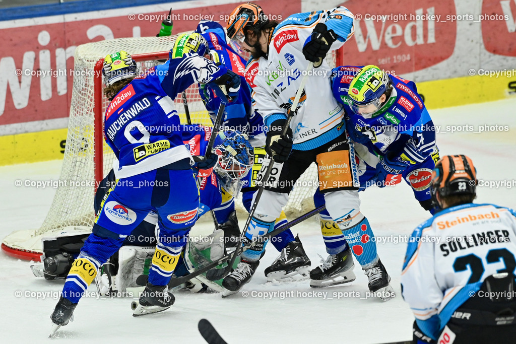 EC IDM Wärmepumpen VSV vs. STEINBACH BLACK WINGS LINZ  | #9 RAUCHENWALD Alexander EC VSV, #35 Cannata Joe EC VSV, #27 St-Amant Shawn BLACK WINGS LINZ, #95 Katic Mark EC VSV, #74 COATTA Max EC VSV, EC IDM Wärmepumpen VSV vs. STEINBACH BLACK WINGS LINZ , EC IDM Wärmepumpen VSV vs. STEINBACH BLACK WINGS LINZ  am 28.01.2025 in Villach (Stadthalle Villach), Austria, (Photo by Bernd Stefan)