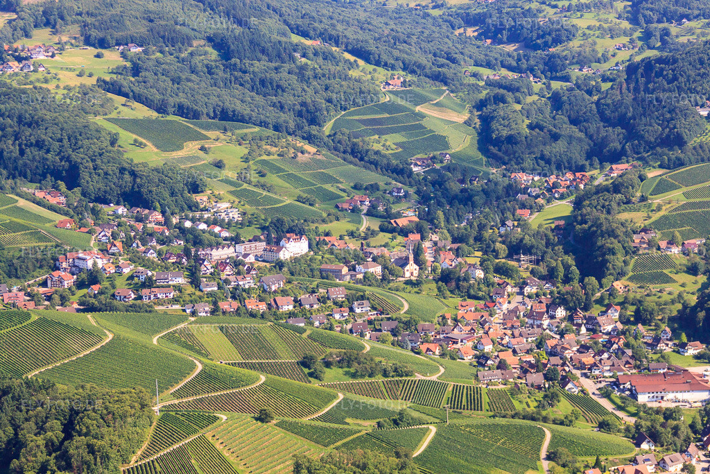 Luftbild: Winzerdorf in den Rebbergen im Ortsteil Büchelbach in Sasbachwalden im Bundesland Baden-Württemberg in Deutschland. Foto: IMG_31481.jpg vom 09.08.2010 durch Werner Riehm/FLY-FOTO.de