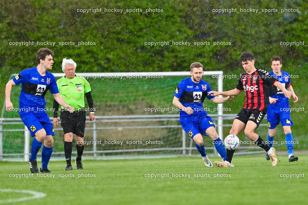 ESV Admira vs. Union Matrei 29.4.2023 | #8 Benjamin Cosic, Pichler Wolfgang Referee, #17 Daniel Kofler, #20 Mario Marjanovic