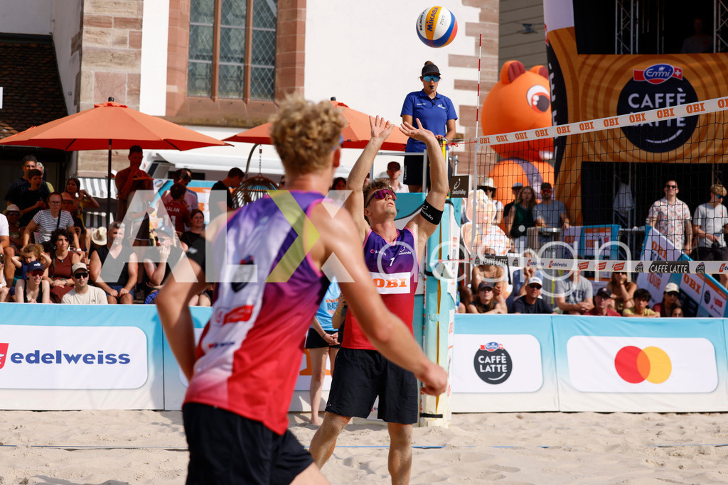 Obi BeachTour 2026 - Basel | BASEL, SWITZERLAND - JULY 19: FLORIAN BREER (SUI) during the Obi BeachTour 2026 match between DILLIER / FLÜCKIGER (SUI) and BREER / KÄLIN (SUI) at Barfüsserplatz on July 19, 2026 in Basel, Switzerland. - Realisiert mit Pictrs.com